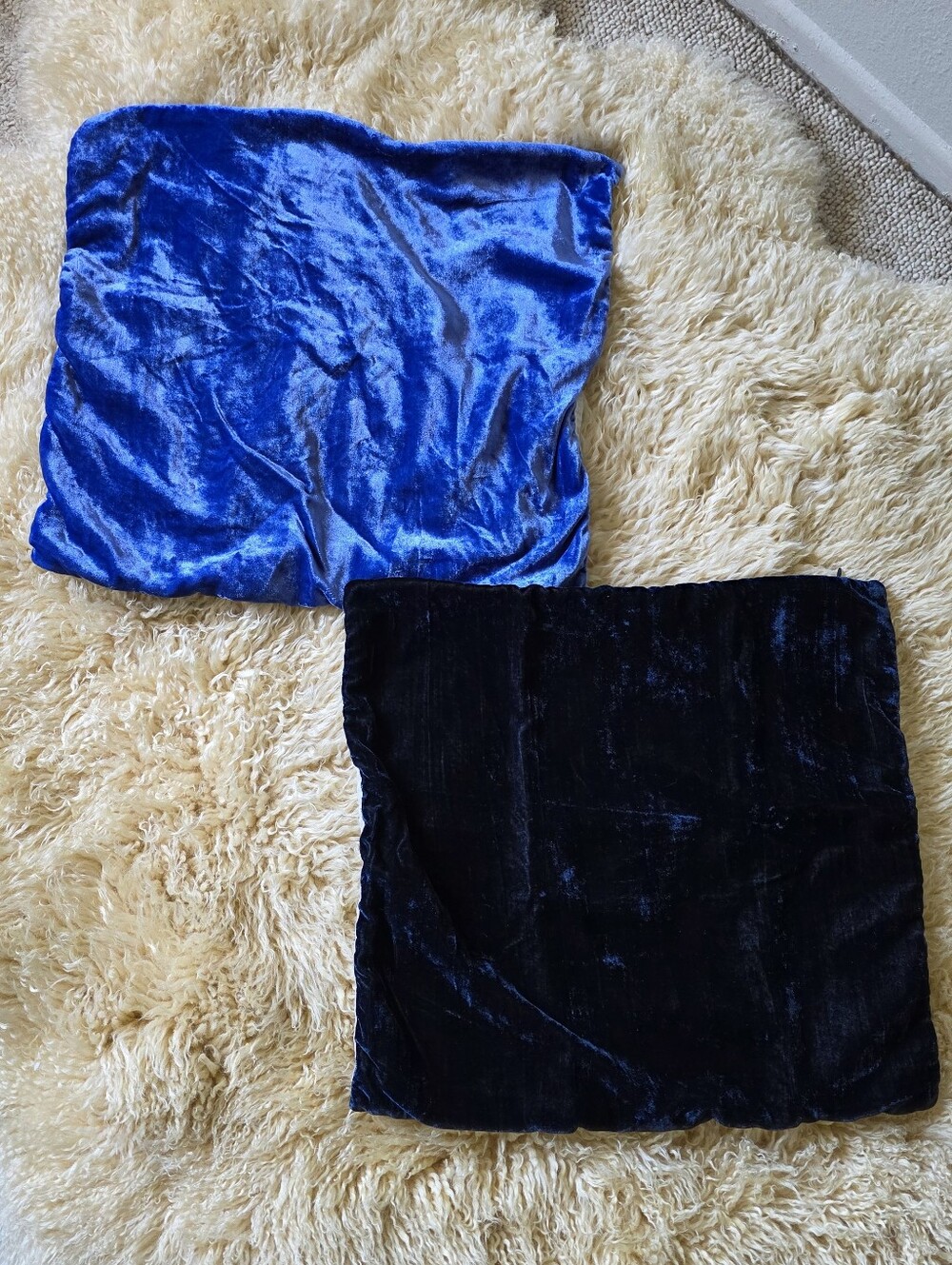 West Elm Blue Velvet Pillowcases Set Of 2